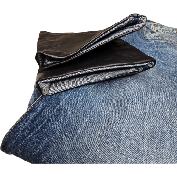 R13 Axl Leather-Cuff High-Rise Straight-Leg Jeans Size 27 - Picture 10 of 16